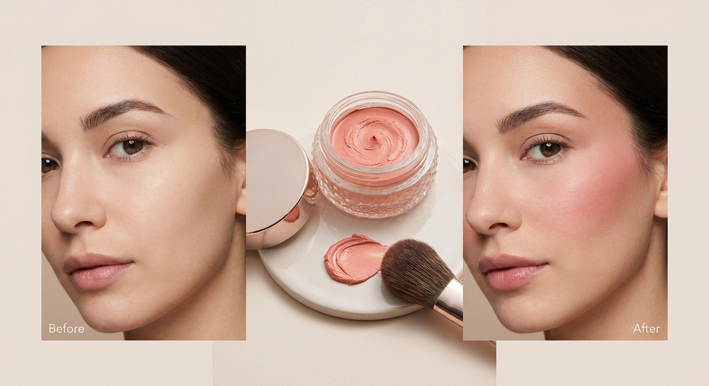 크림 블러셔 사용 전후 비교 및 텍스처 디테일