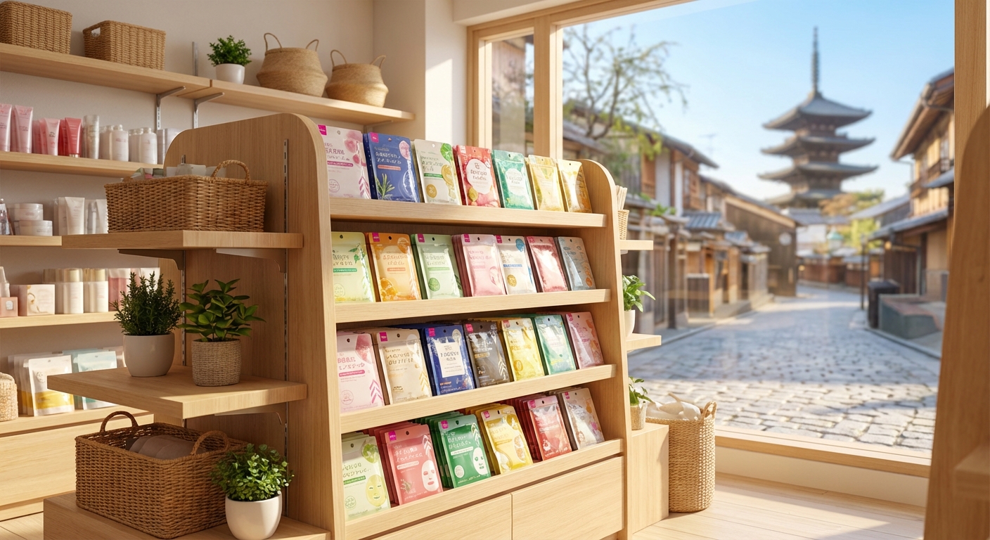 다이소 뷰티 코너의 마스크팩 진열대