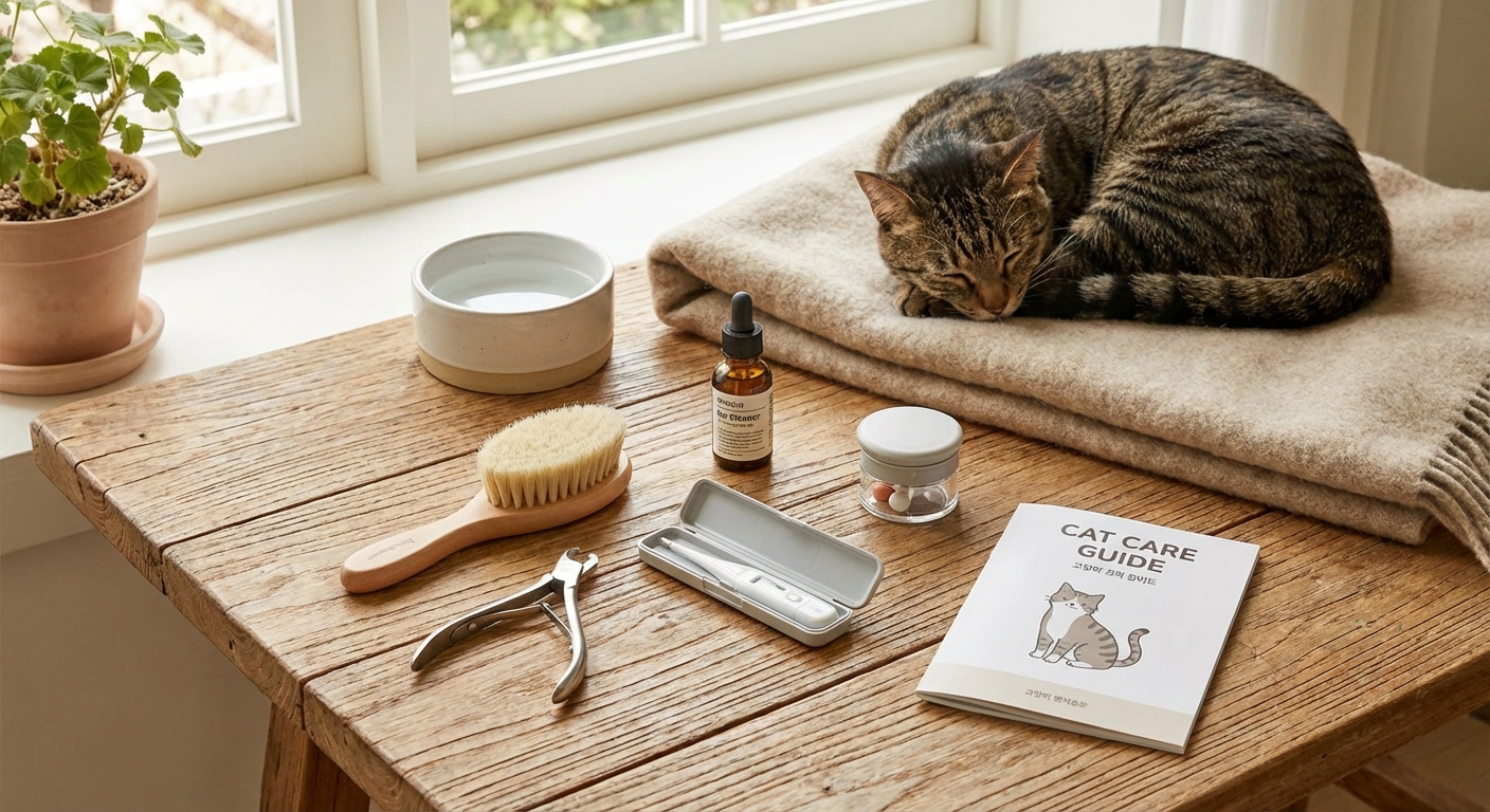 고양이 건강 관리 도구 세트