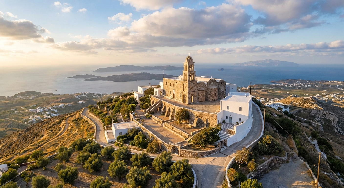 프로피티스 일리아스 수도원과 섬 전경