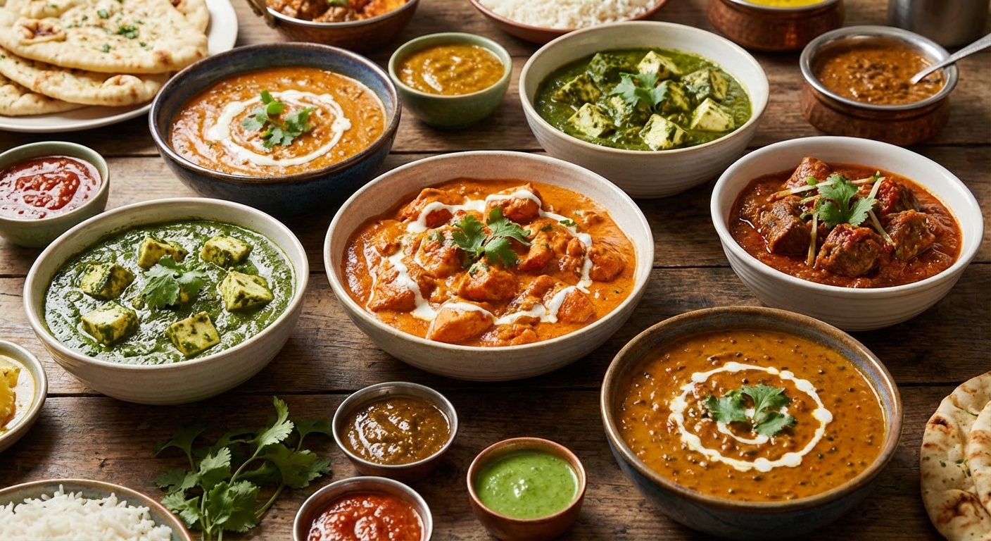 여러 종류의 인도 커리