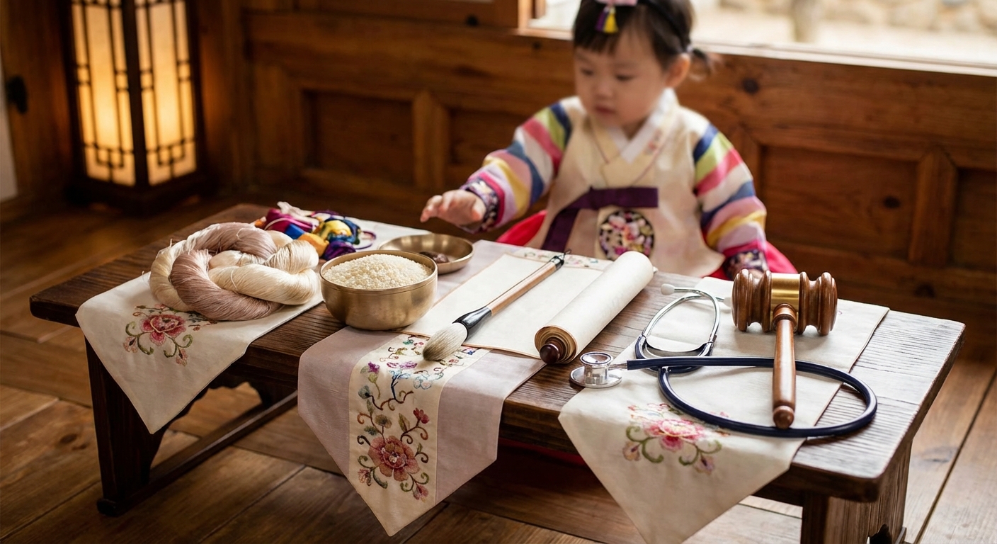 돌잡이 세팅 예시 – 물건 배치와 촬영 구도
