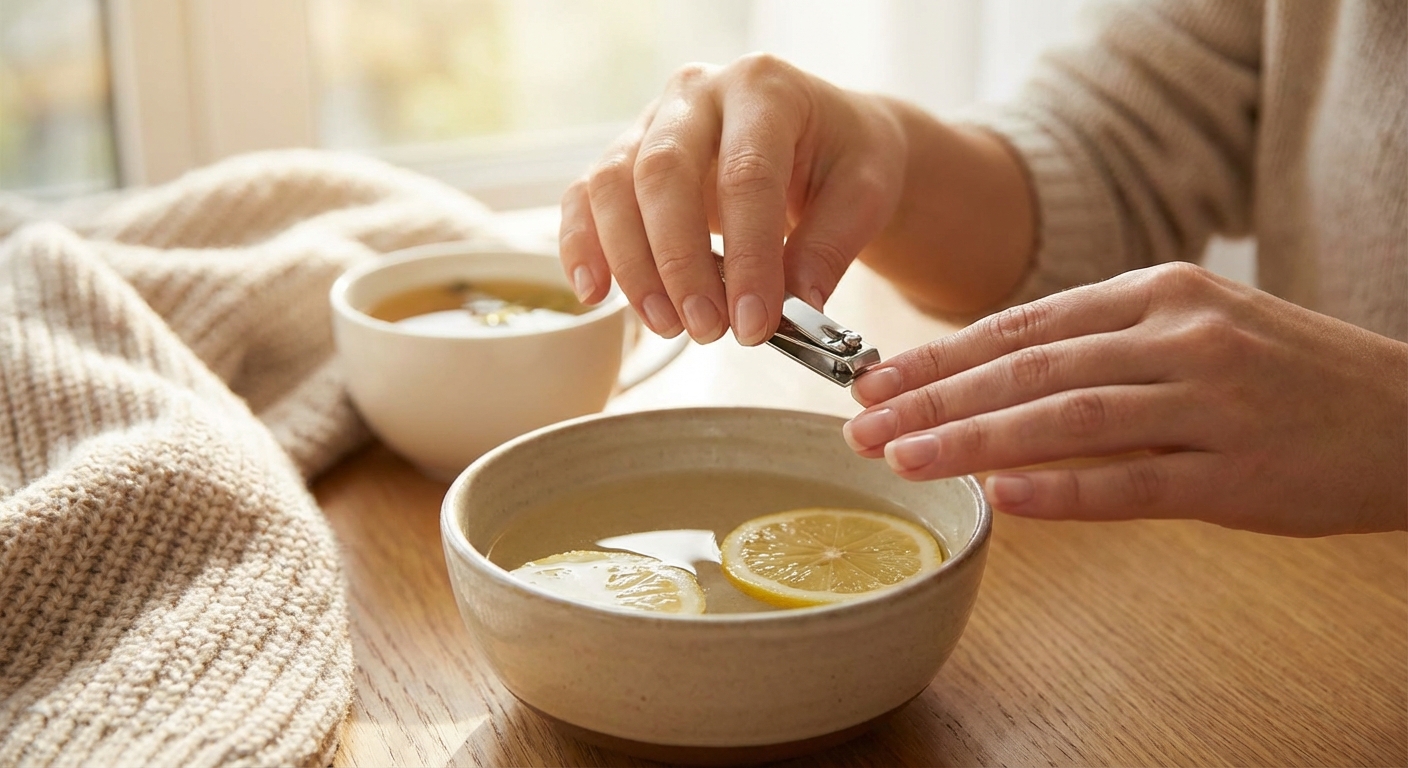손톱 자르는 모습 또는 건강한 손톱 상태