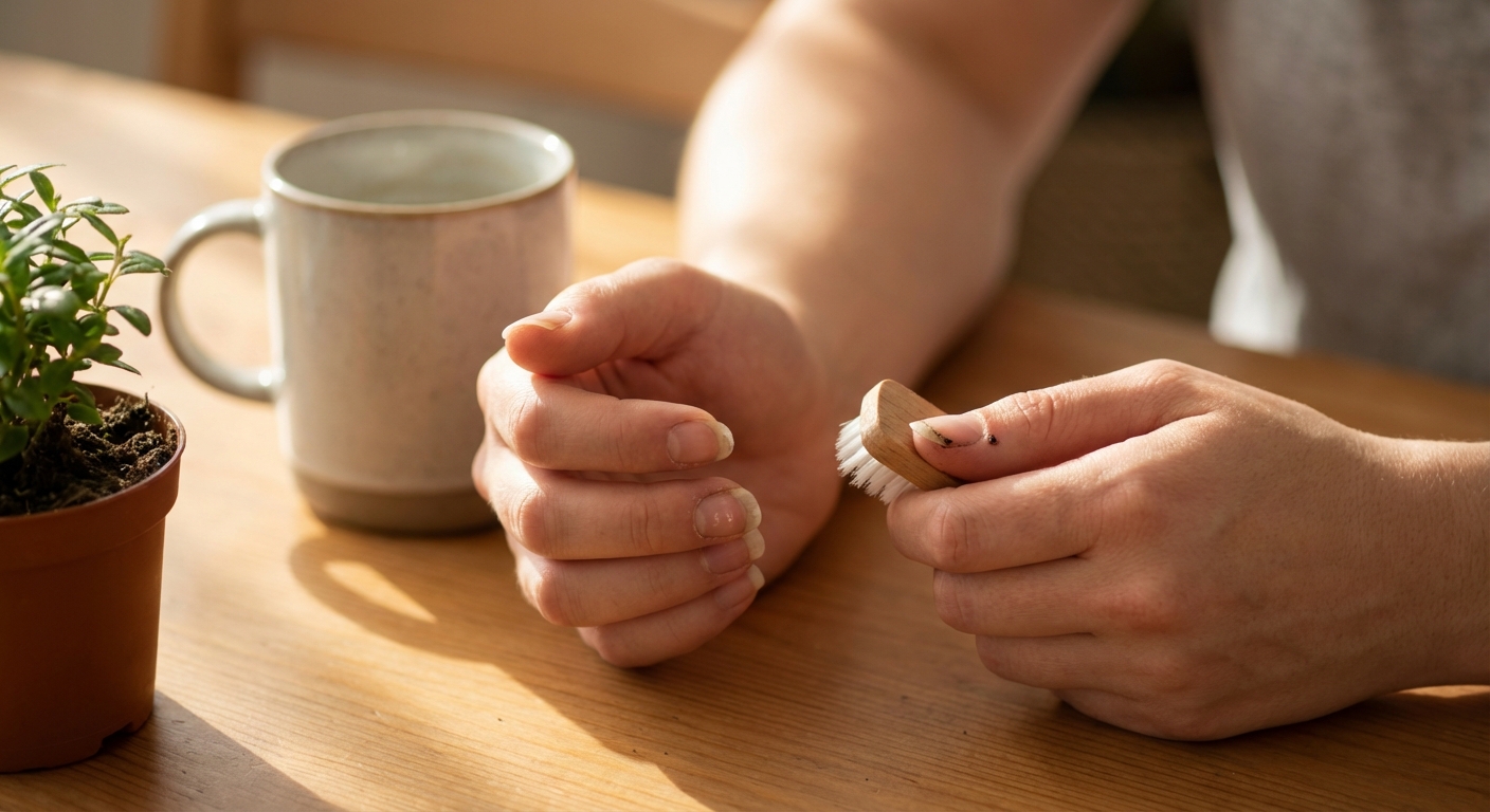 너무 길게 자란 손톱 또는 손톱 밑 오염물