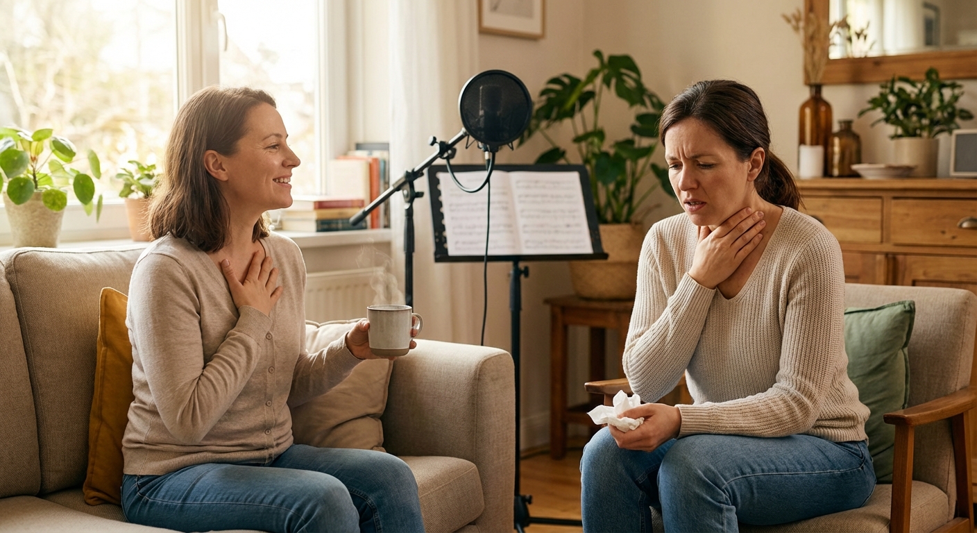 올바른 발성법과 잘못된 발성법 비교 일러스트
