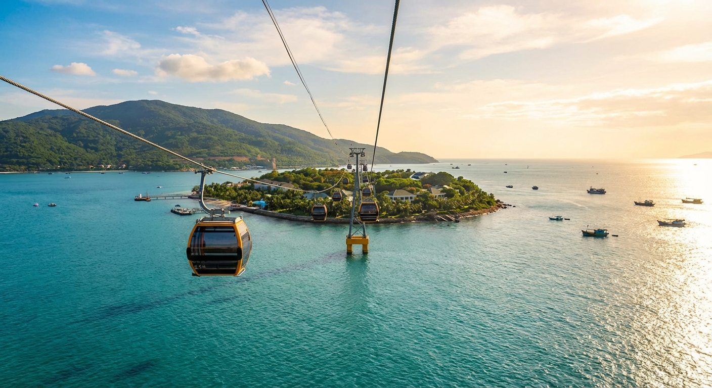 빈펄랜드 케이블카와 바다 전경