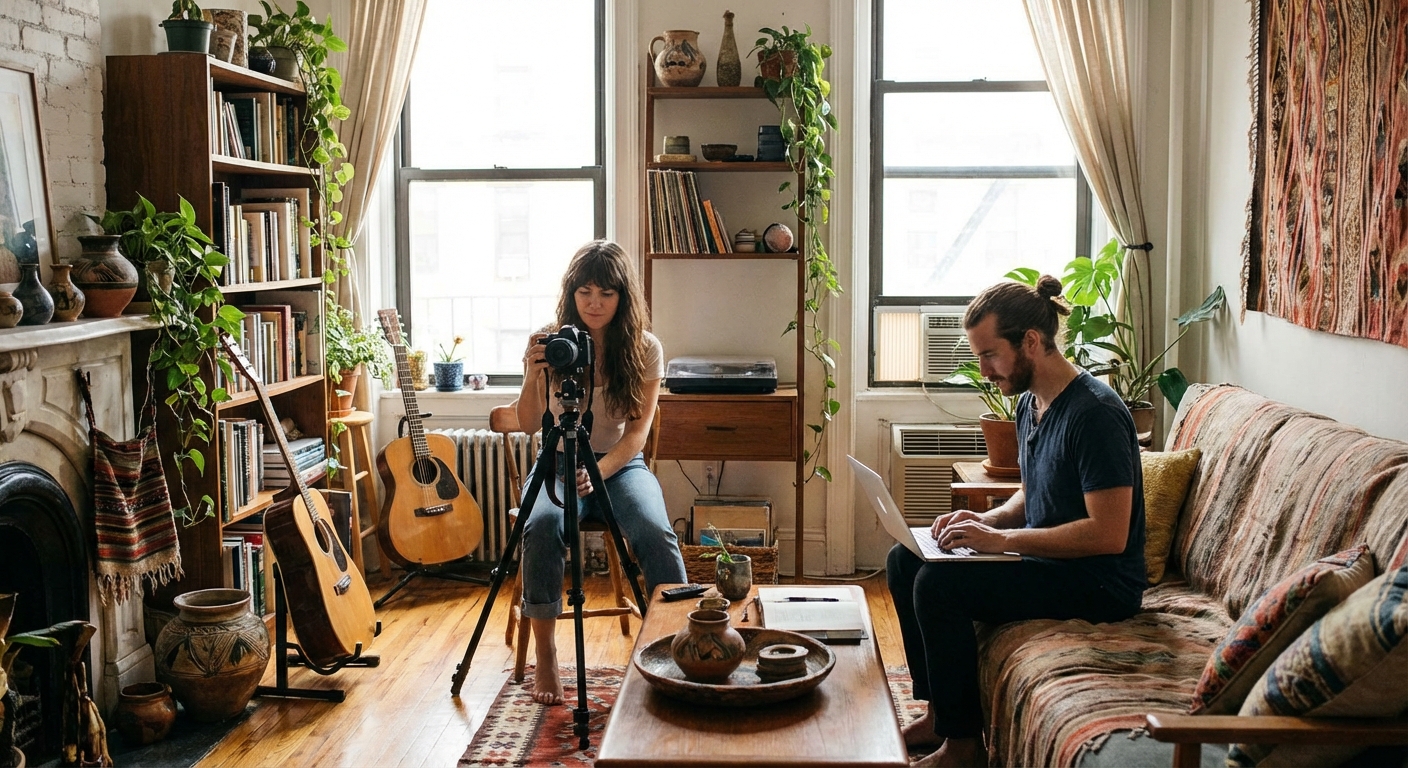 유튜브 크리에이터 커플의 일상 또는 작업 환경 이미지