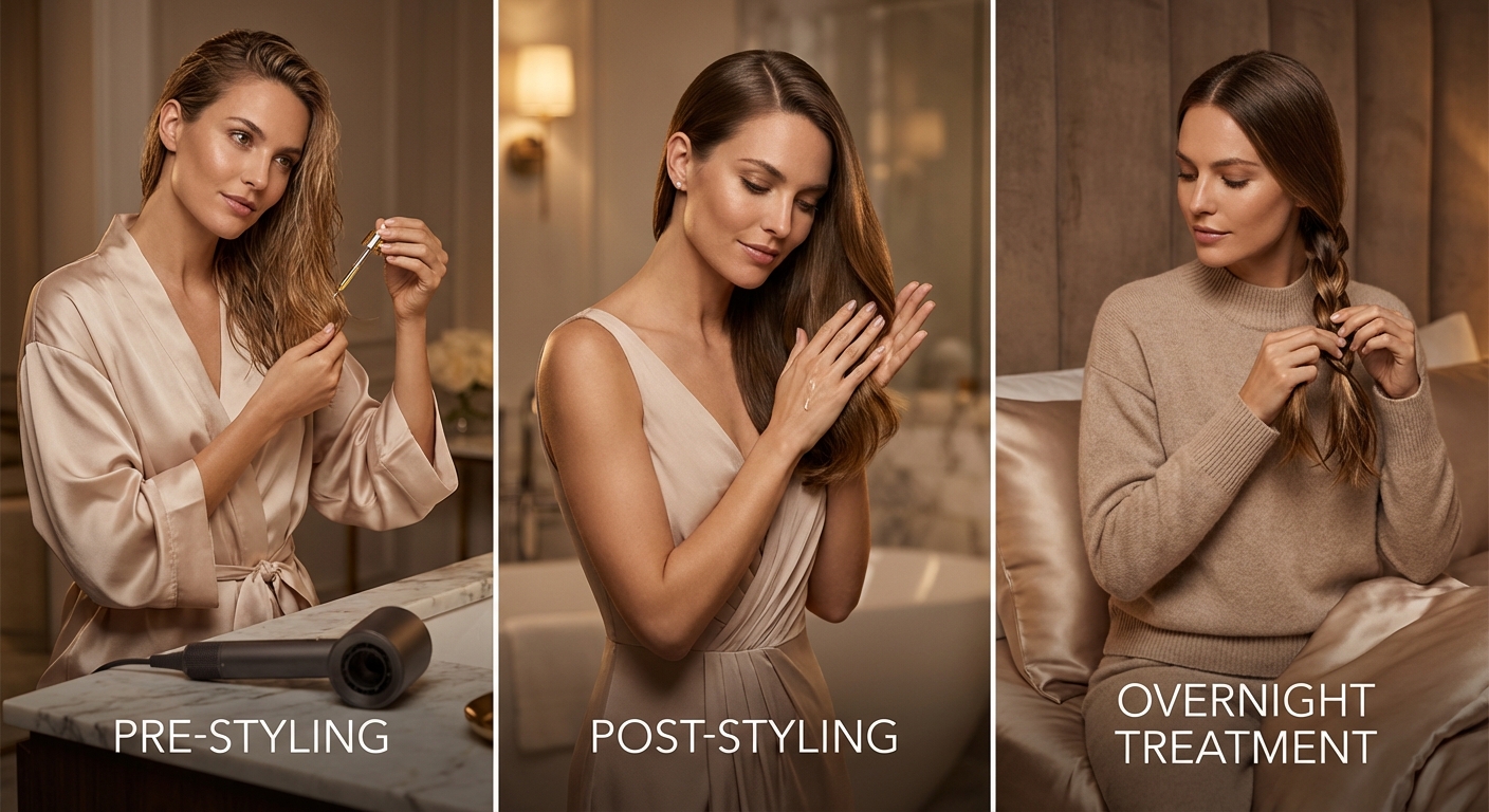 상황별 헤어 오일 사용 장면