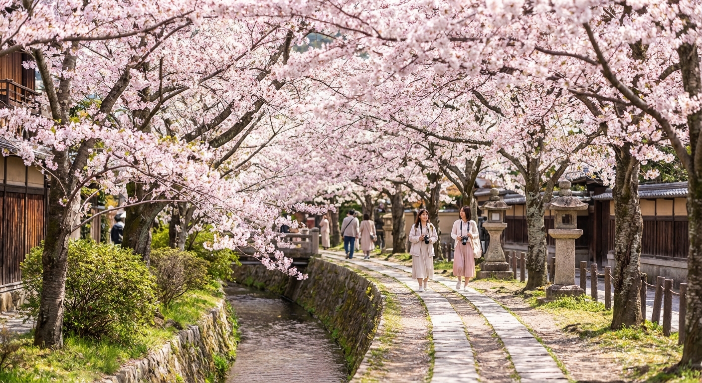 교토 철학의 길 벚꽃 터널