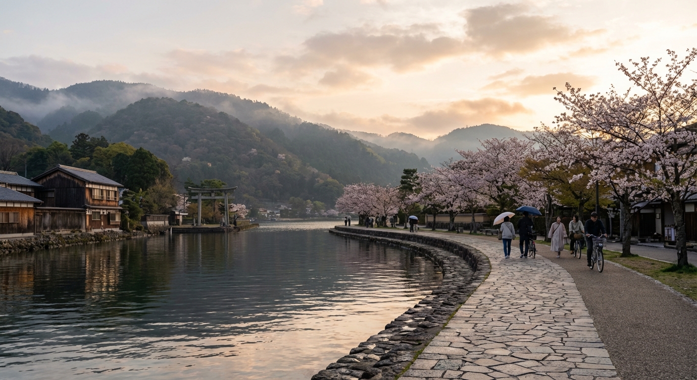 비와호 호숫가 산책로