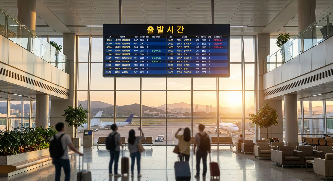 공항 전광판 출발 시간 표시
