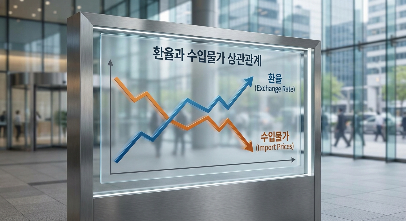 환율과 수입물가 상관관계 차트