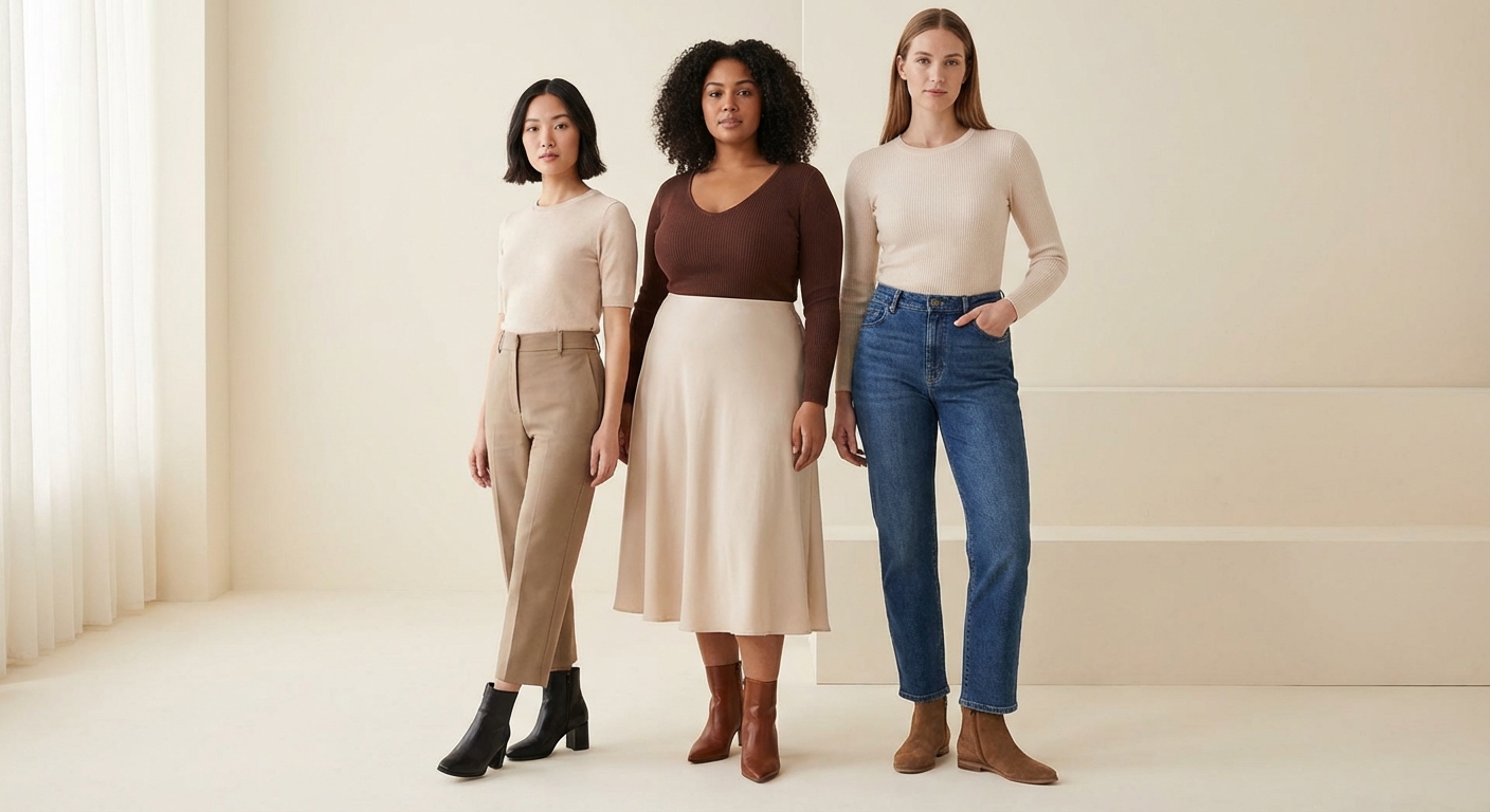 체형별 앵클부츠 착용 비교 샷