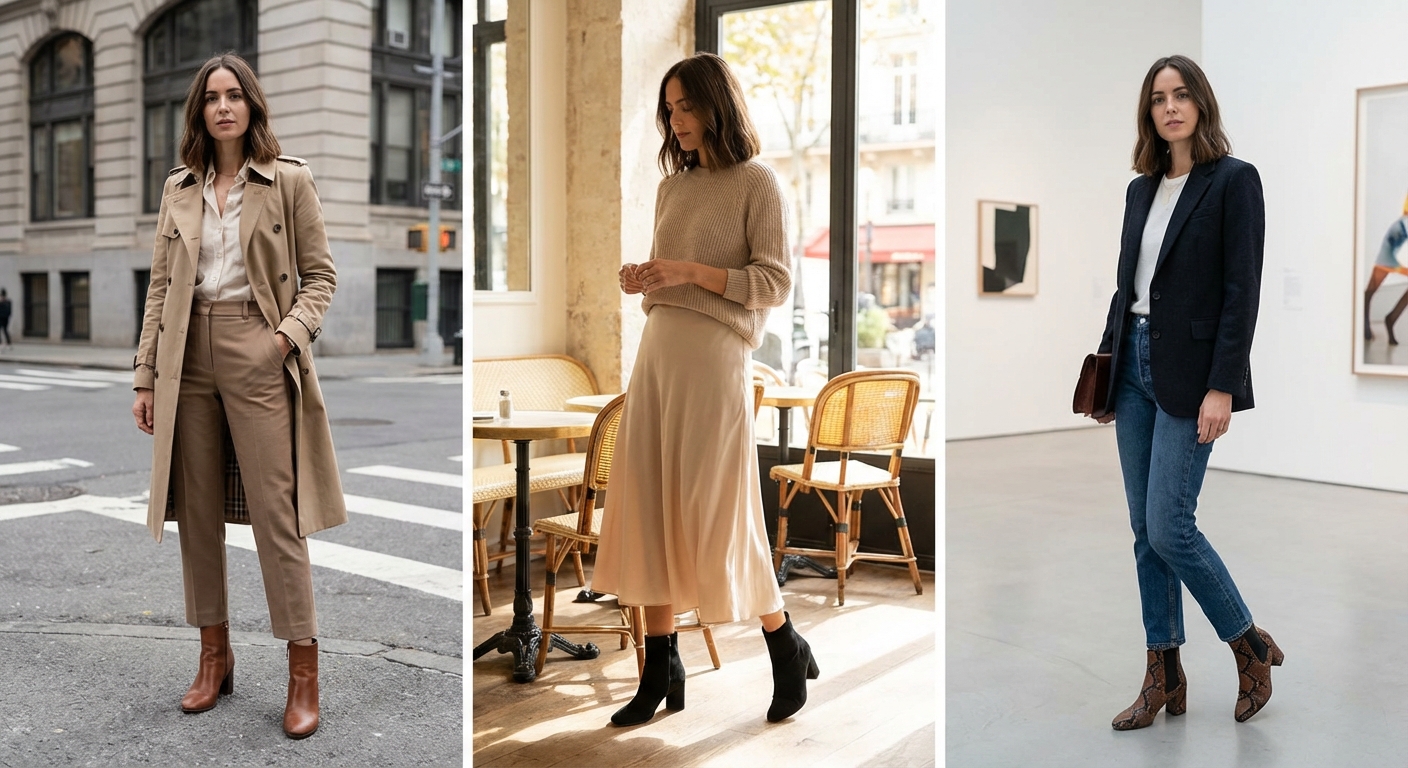 앵클부츠 코디 전신샷 3컷