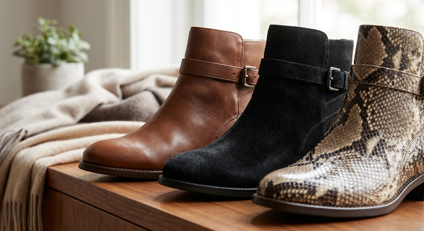 앵클부츠 디테일 컷 - 소재별 질감 비교