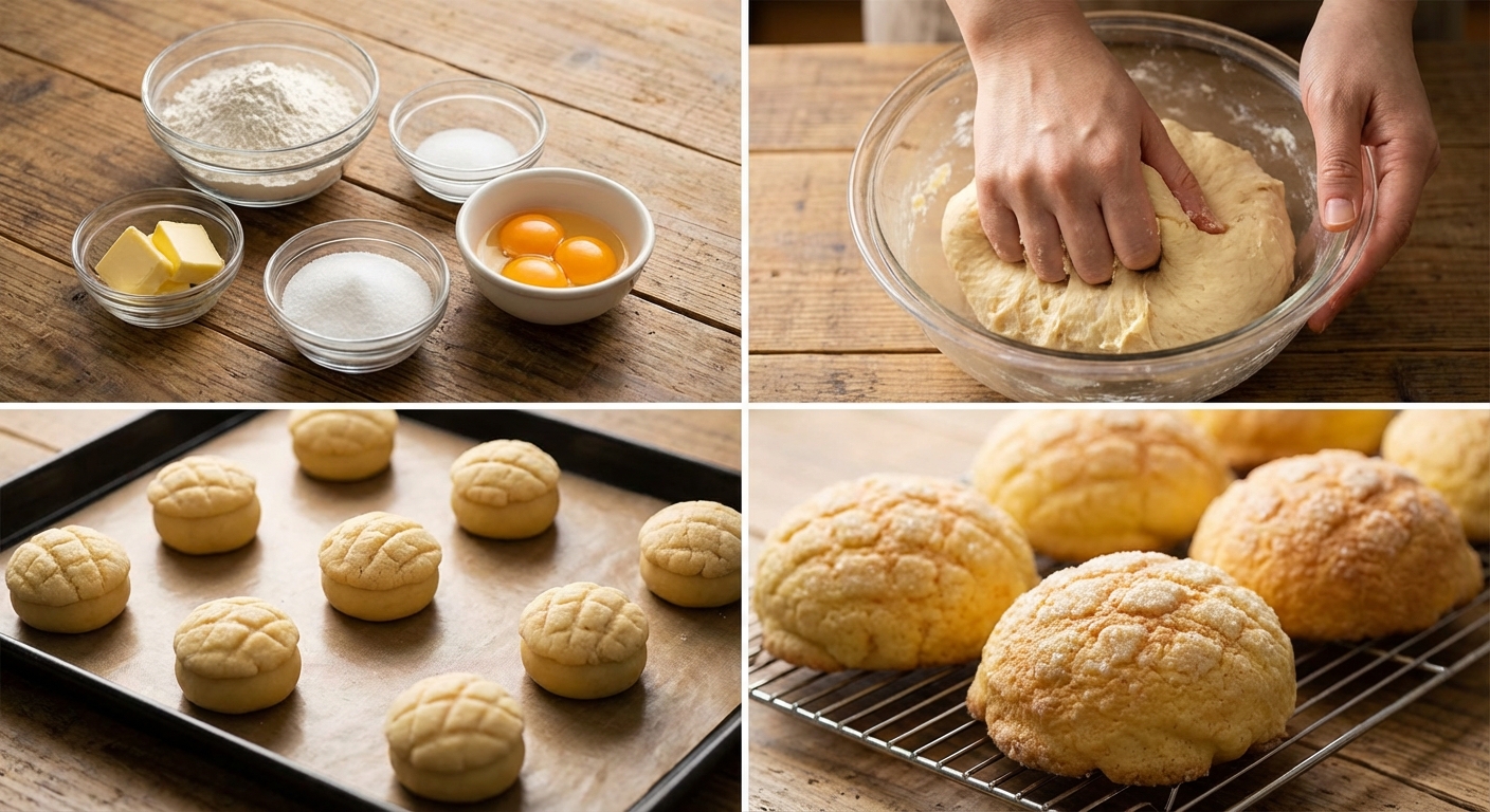 메론빵 반죽 단계별 과정