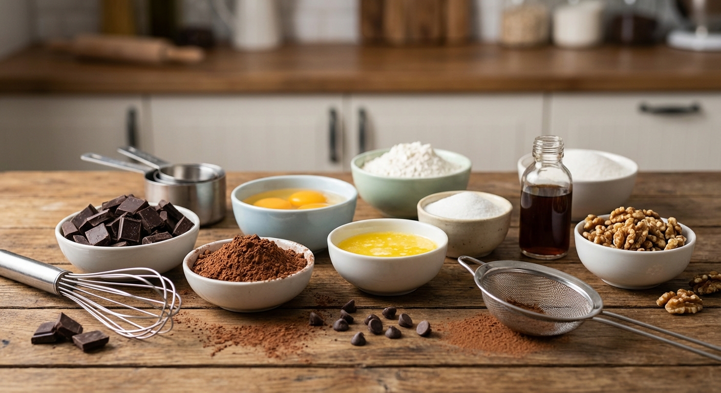 브라우니 재료 배치 사진