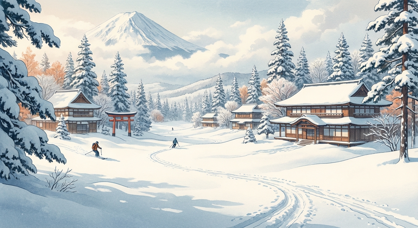 일본 스키장 파우더 스노우 풍경