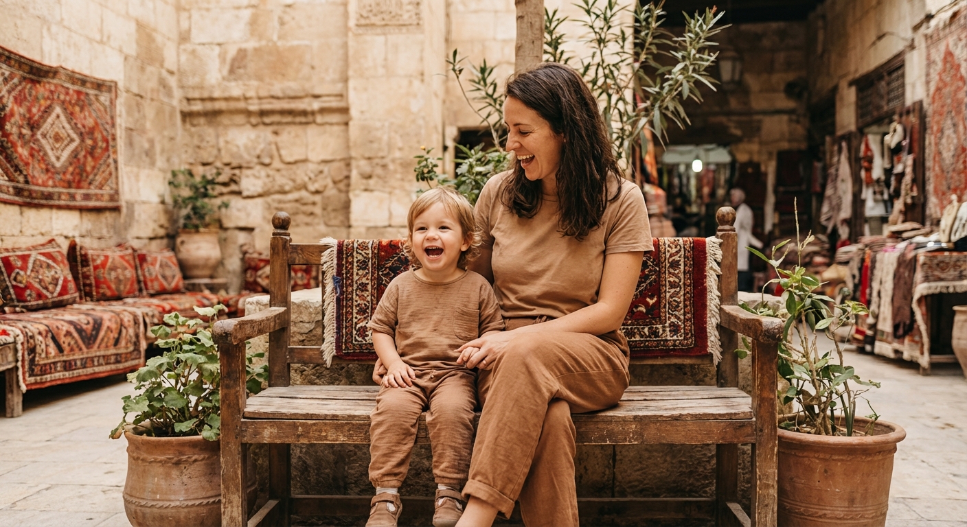 아이와 함께 웃고 있는 한부모