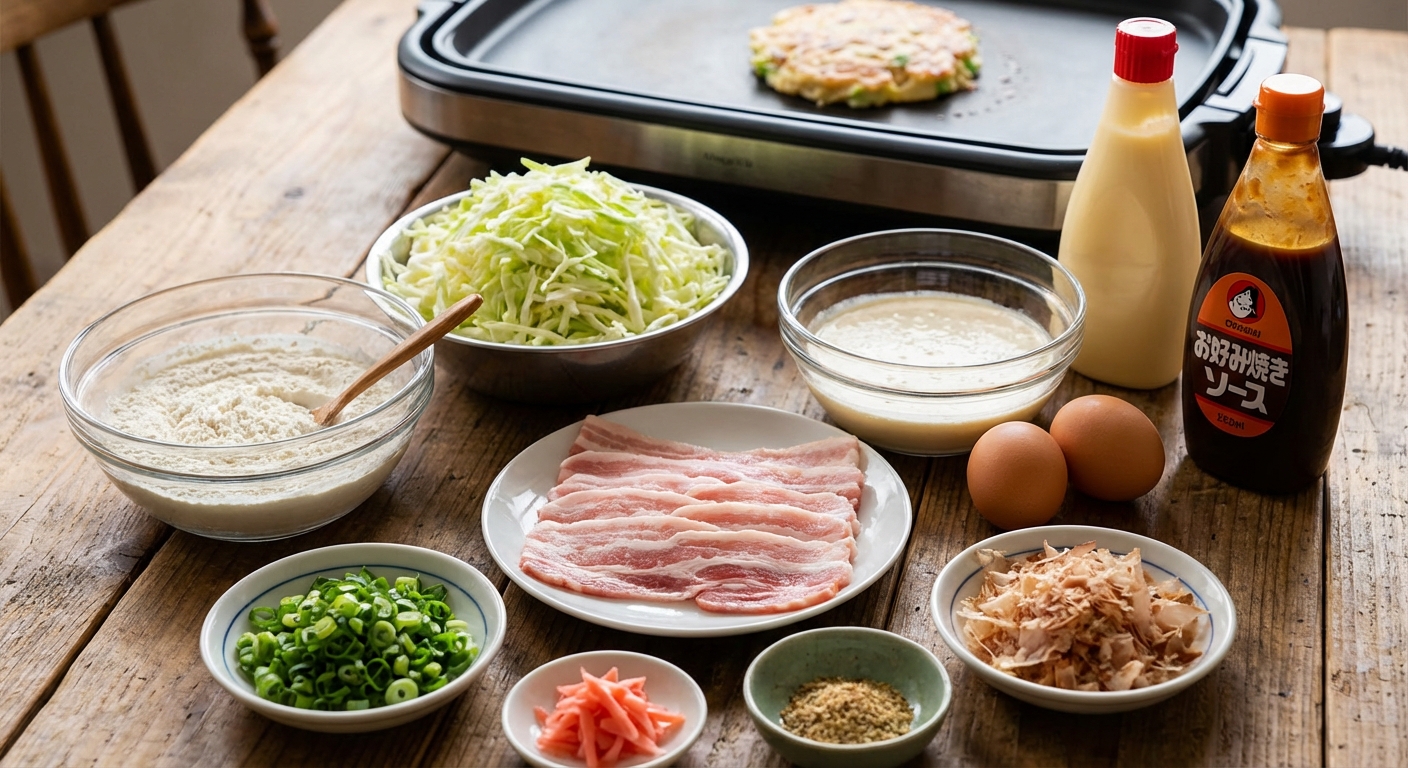 오코노미야끼 재료 세팅 사진