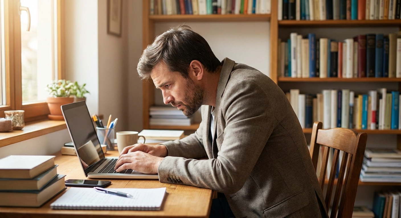 잘못된 자세로 앉아 있는 직장인