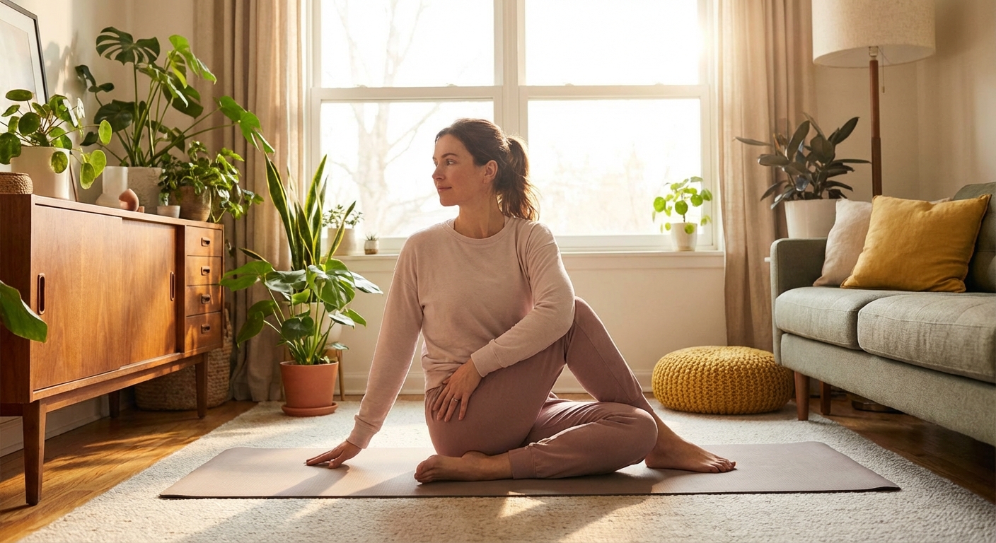 허리 스트레칭을 하는 모습