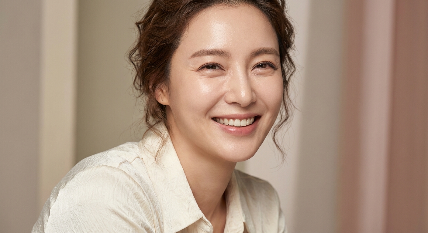 애교살 있는 얼굴 웃는 표정