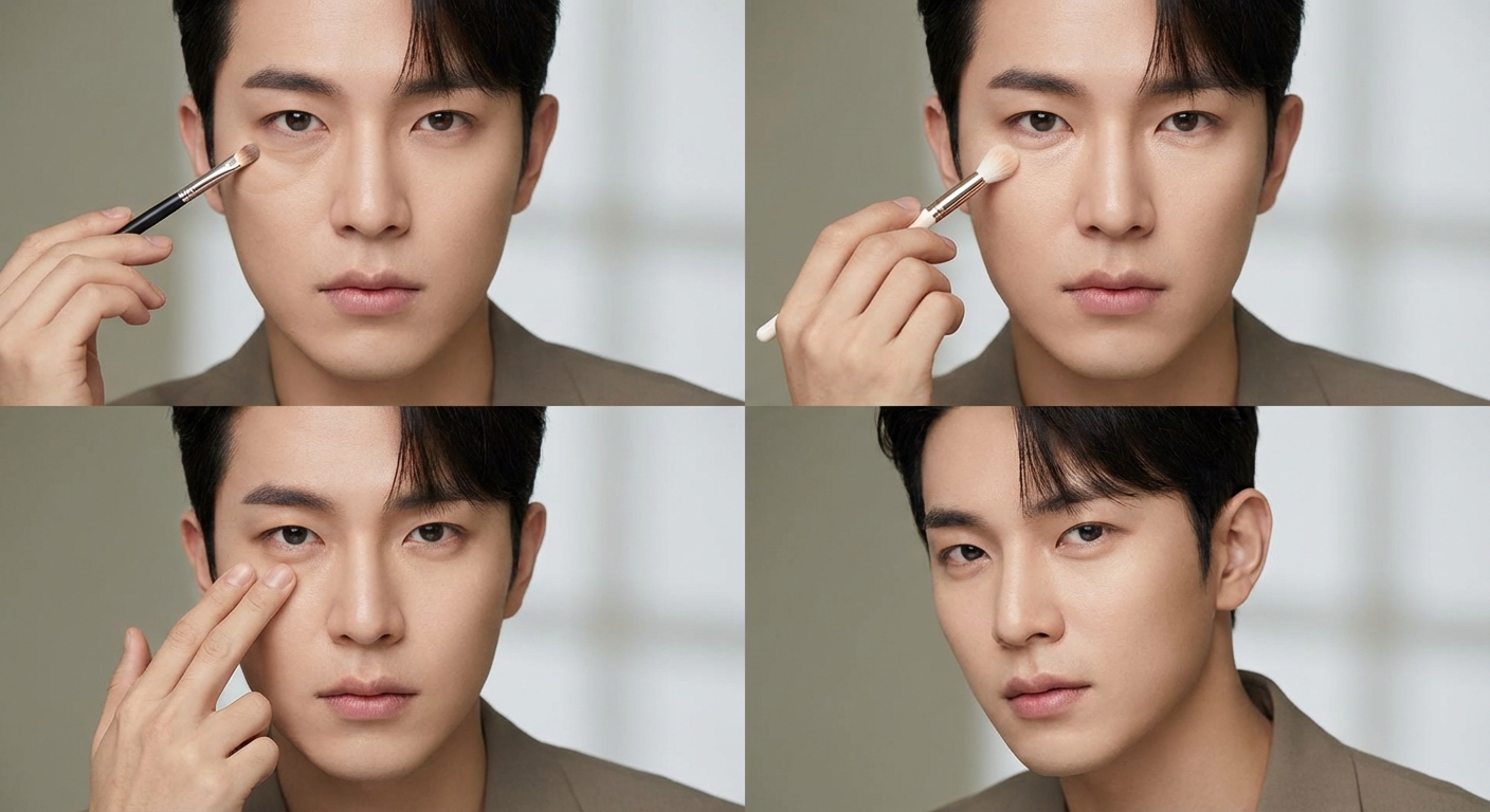 남성 애교살 메이크업 스텝별 과정