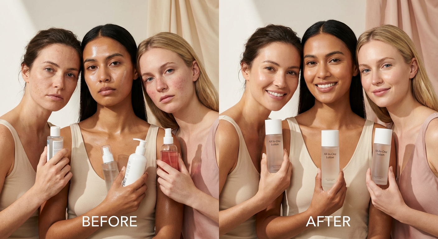 피부 타입별 올인원 로션 사용 전후 비교