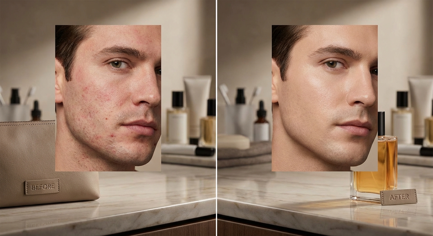 에프터 쉐이브 사용 전후 피부 비교