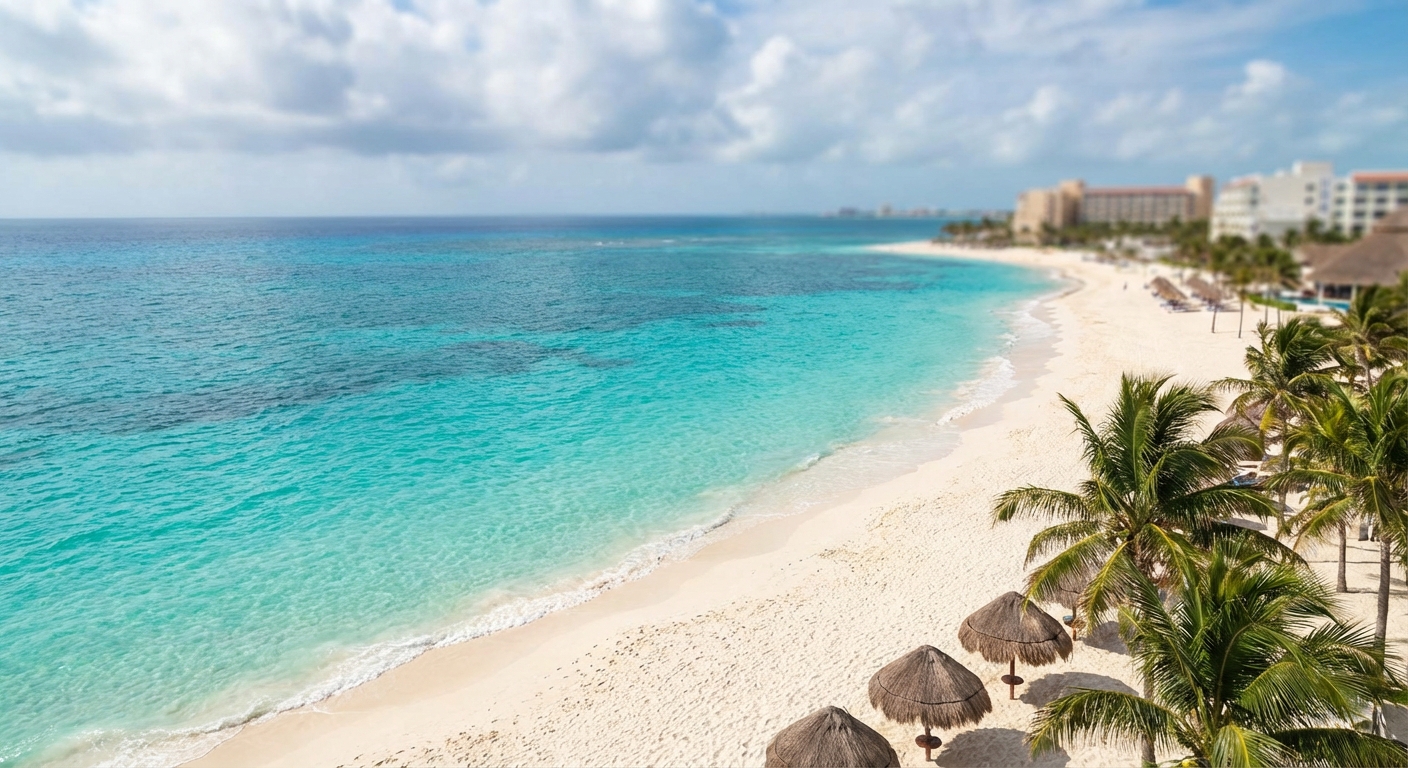 칸쿤 해변과 투명한 바다