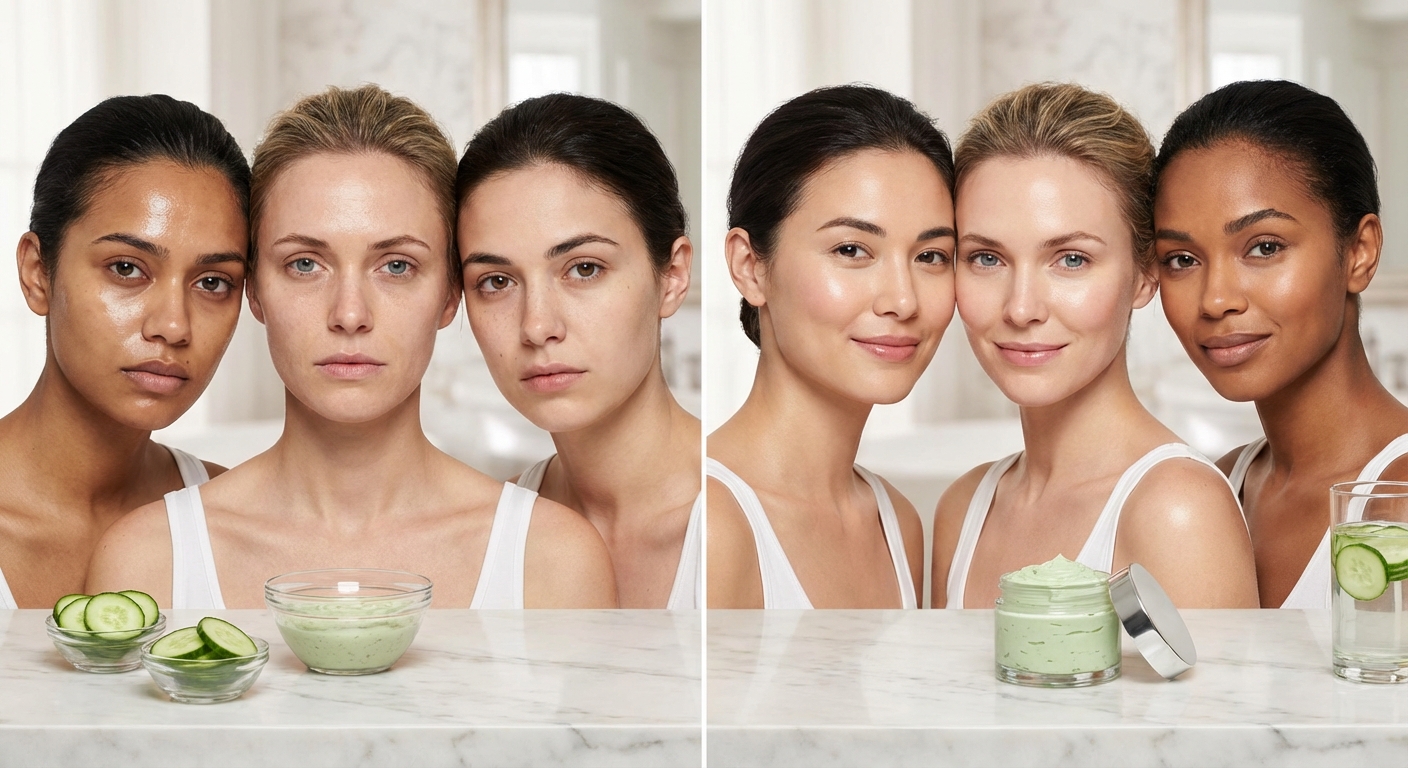 피부 타입별 오이 팩 사용 전후 비교