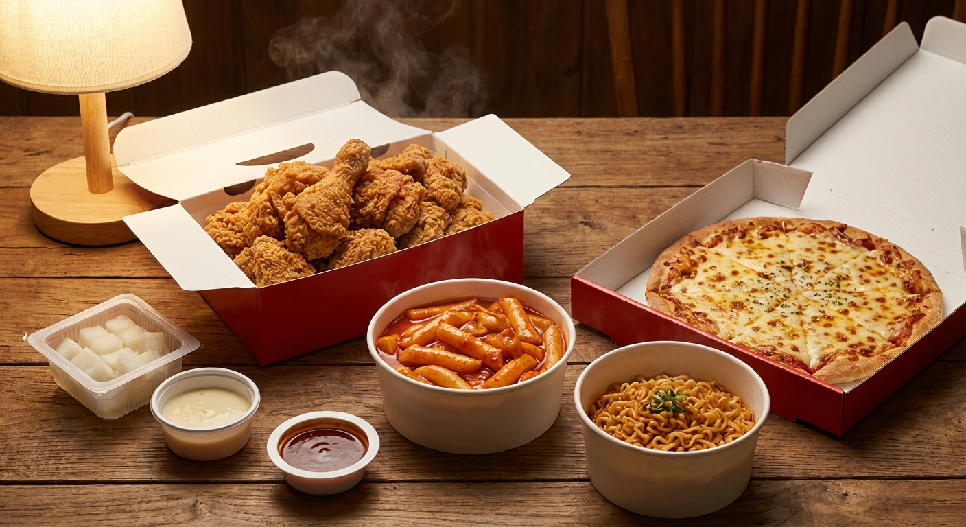 야식 배달 음식 이미지