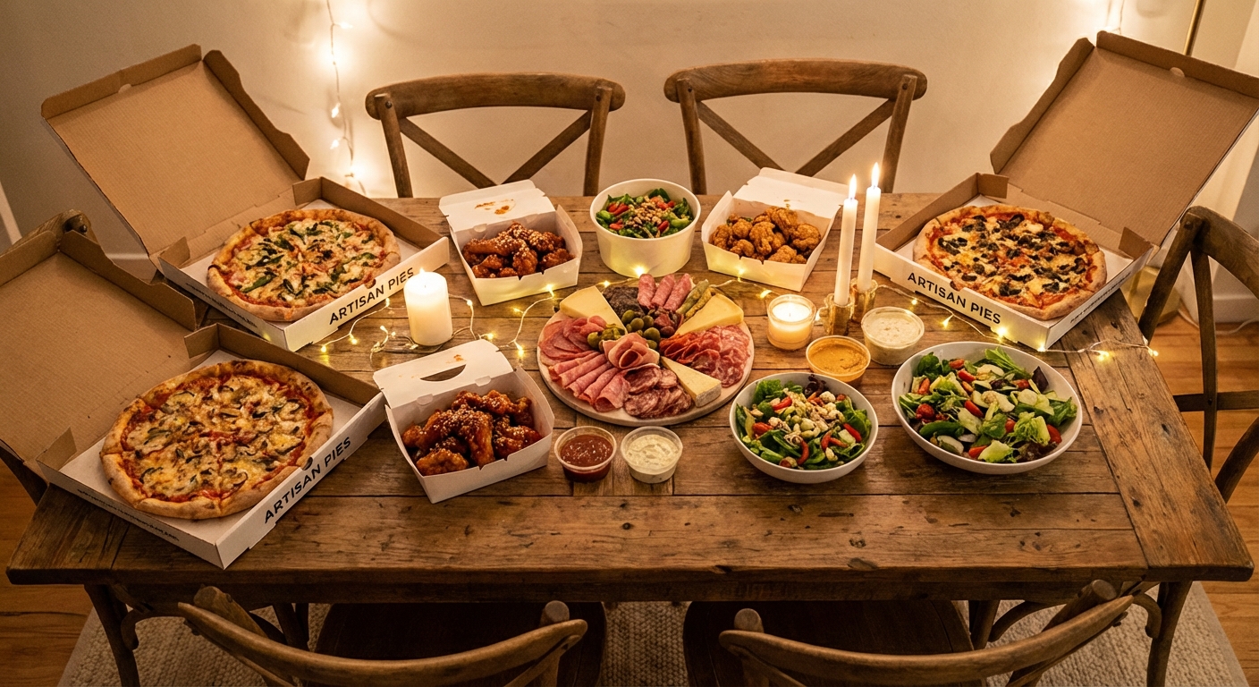 홈파티 배달 음식 세팅