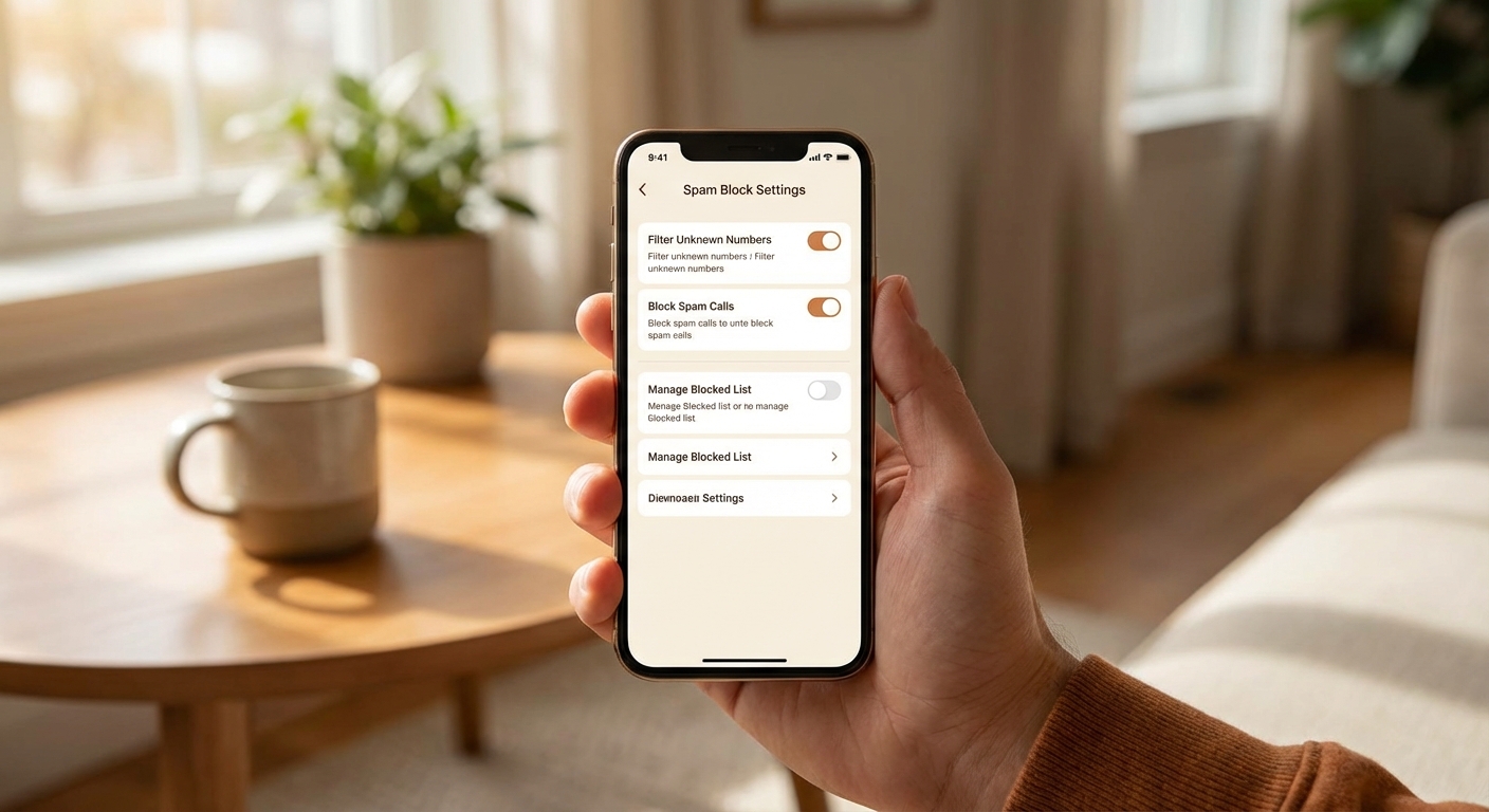 스마트폰 스팸 차단 설정 화면