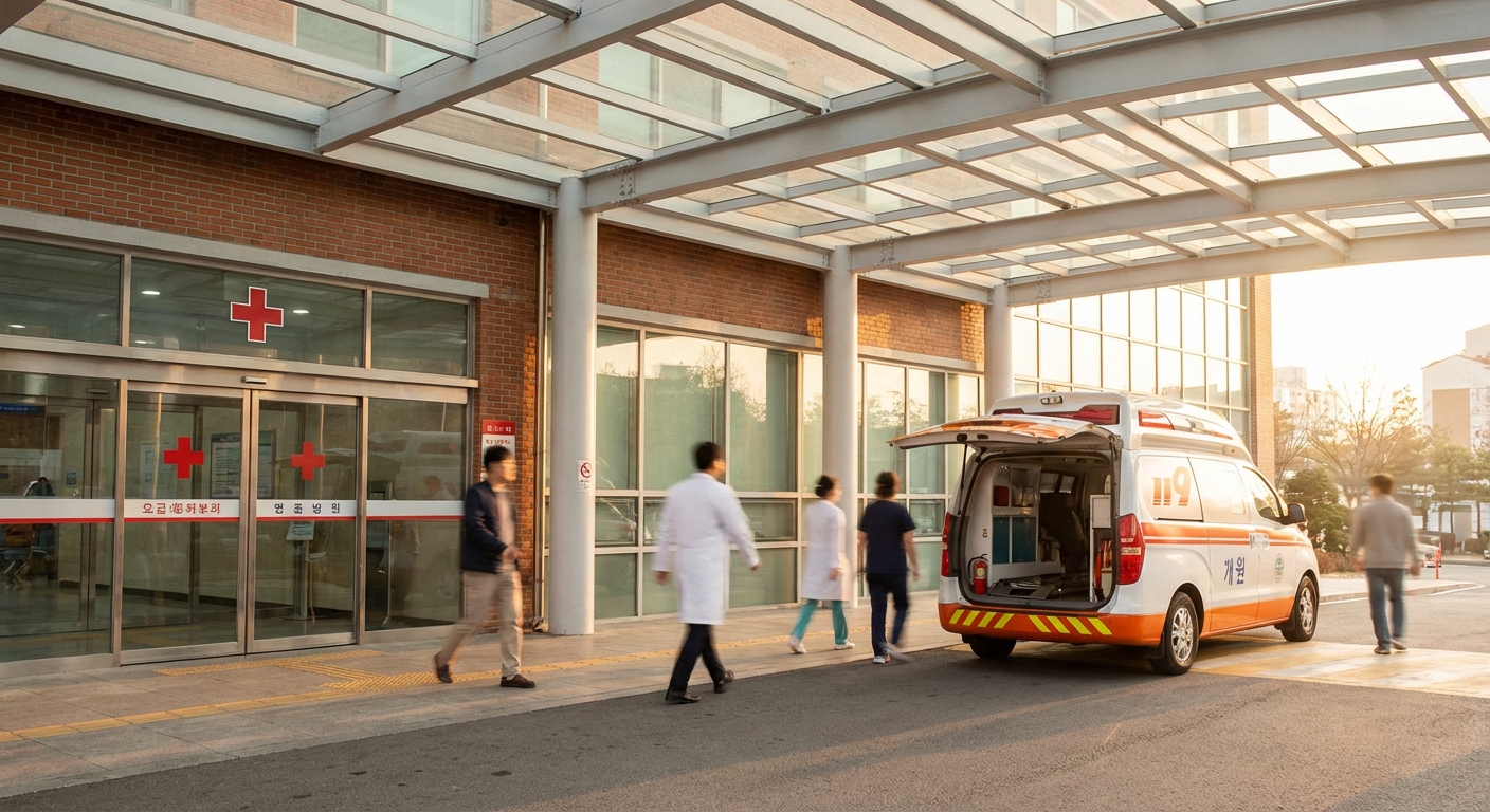 응급실 입구와 119 구급차