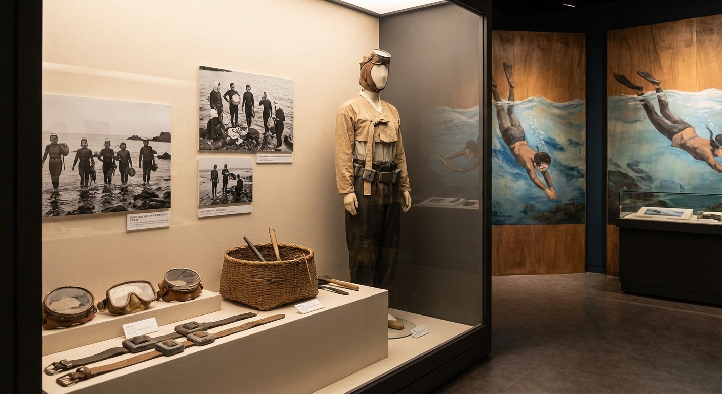 해녀 작업 모습 또는 해녀 박물관 전시
