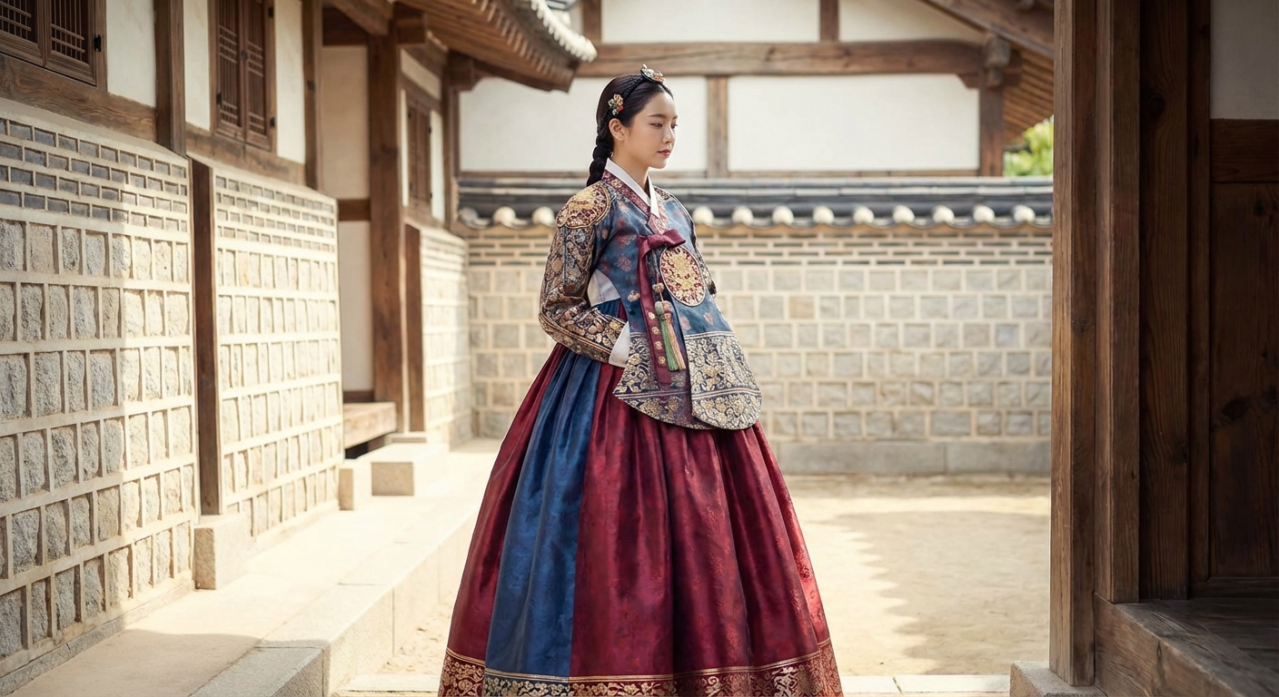 전통 한복을 입은 여성