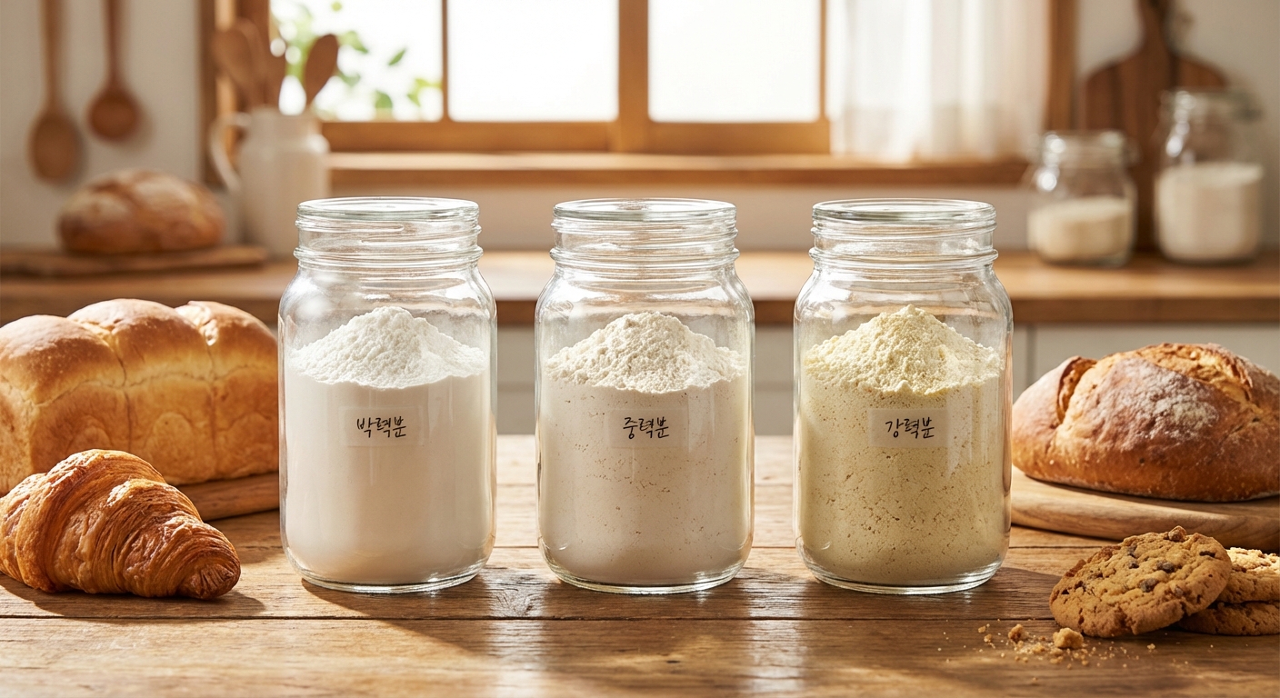 밀가루 종류 차이 (중력분, 박력분, 강력분)