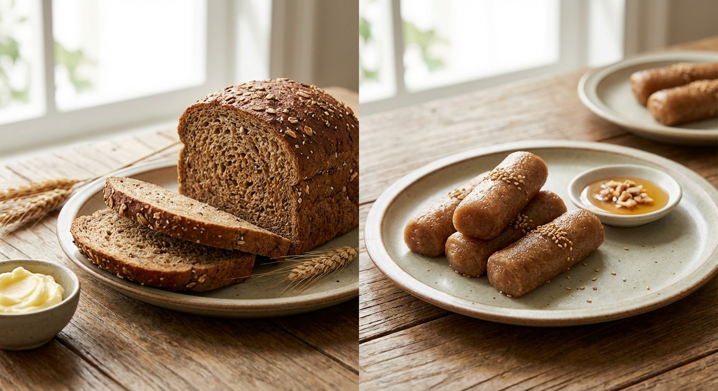 통밀빵과 현미떡 비교 이미지
