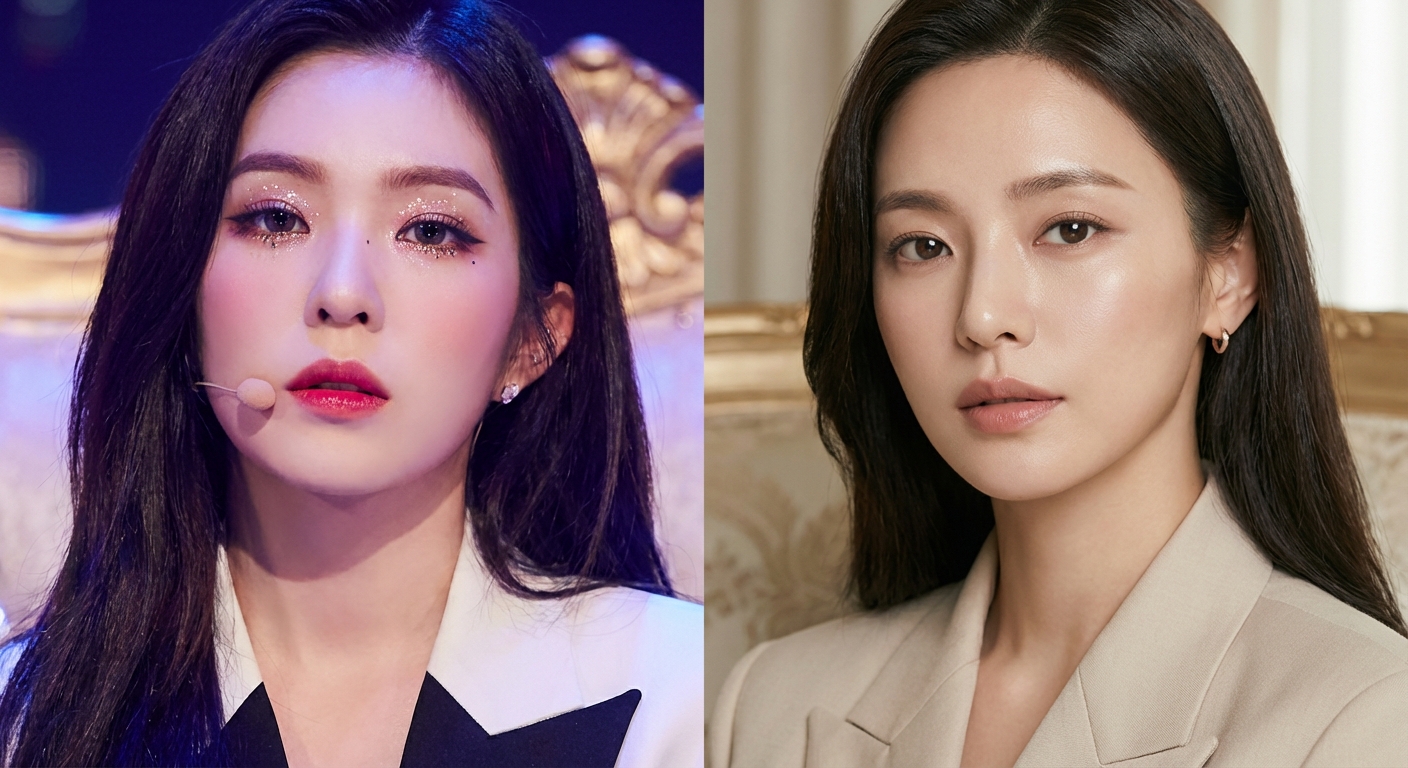 아이돌 무대 메이크업과 배우 화보 메이크업 비교 이미지