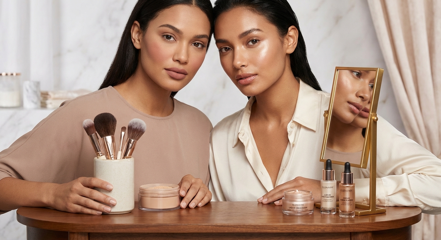 메이크업 텍스처 비교 - 매트 vs 글로우