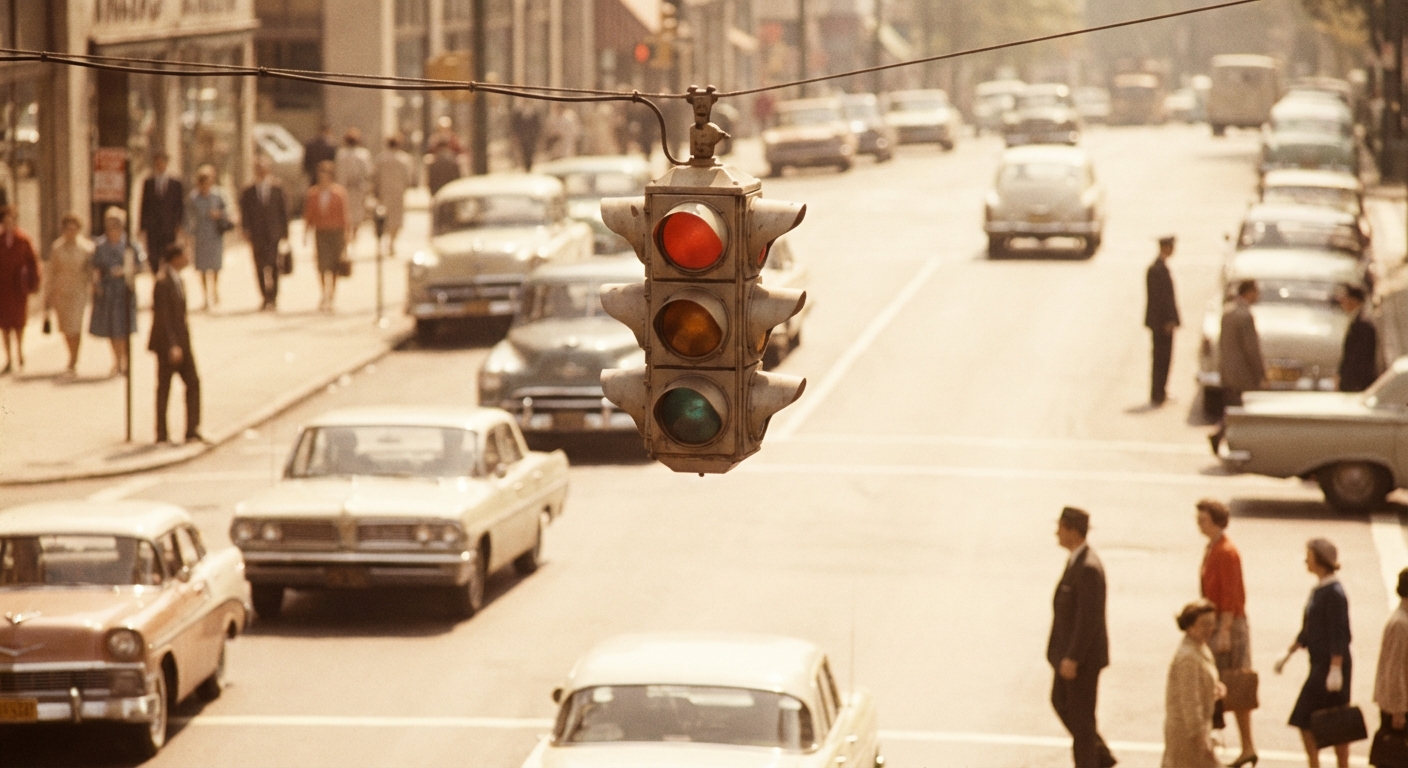 1960년대 신호등 빈티지 사진