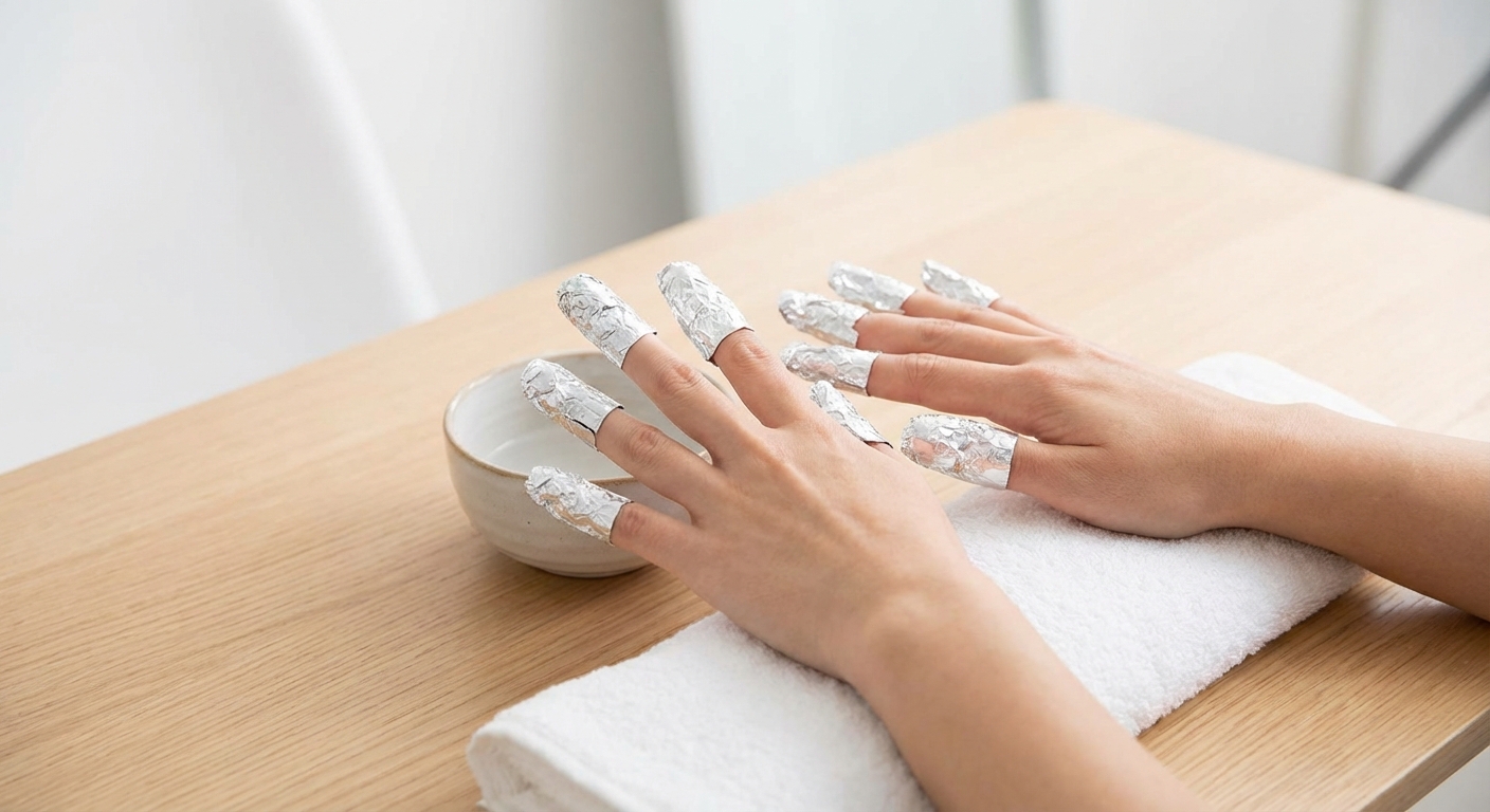 알루미늄 포일로 손톱 감싼 모습