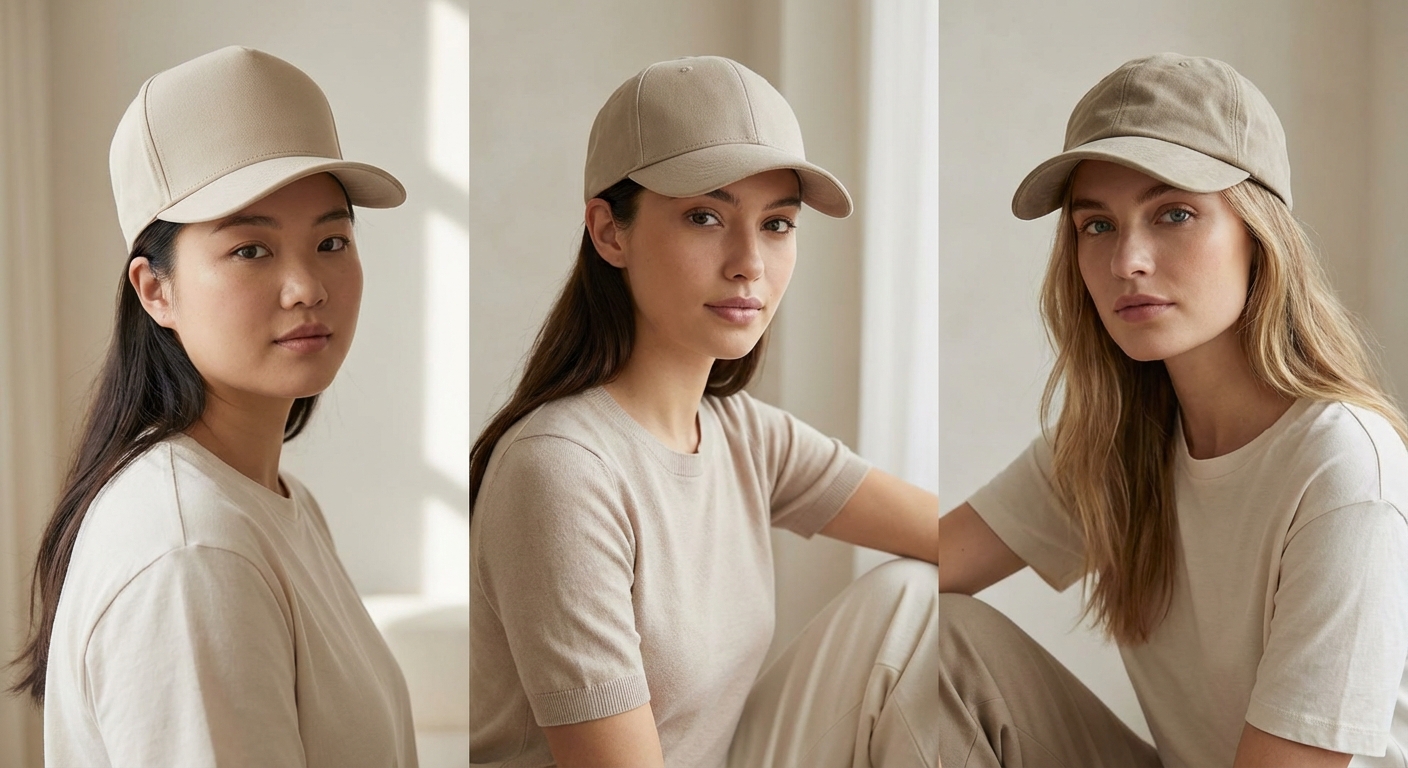 얼굴형별 캡 모자 착용 비교 사진