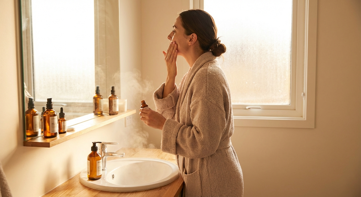 손을 씻고 스킨케어 하는 저녁 루틴 사진