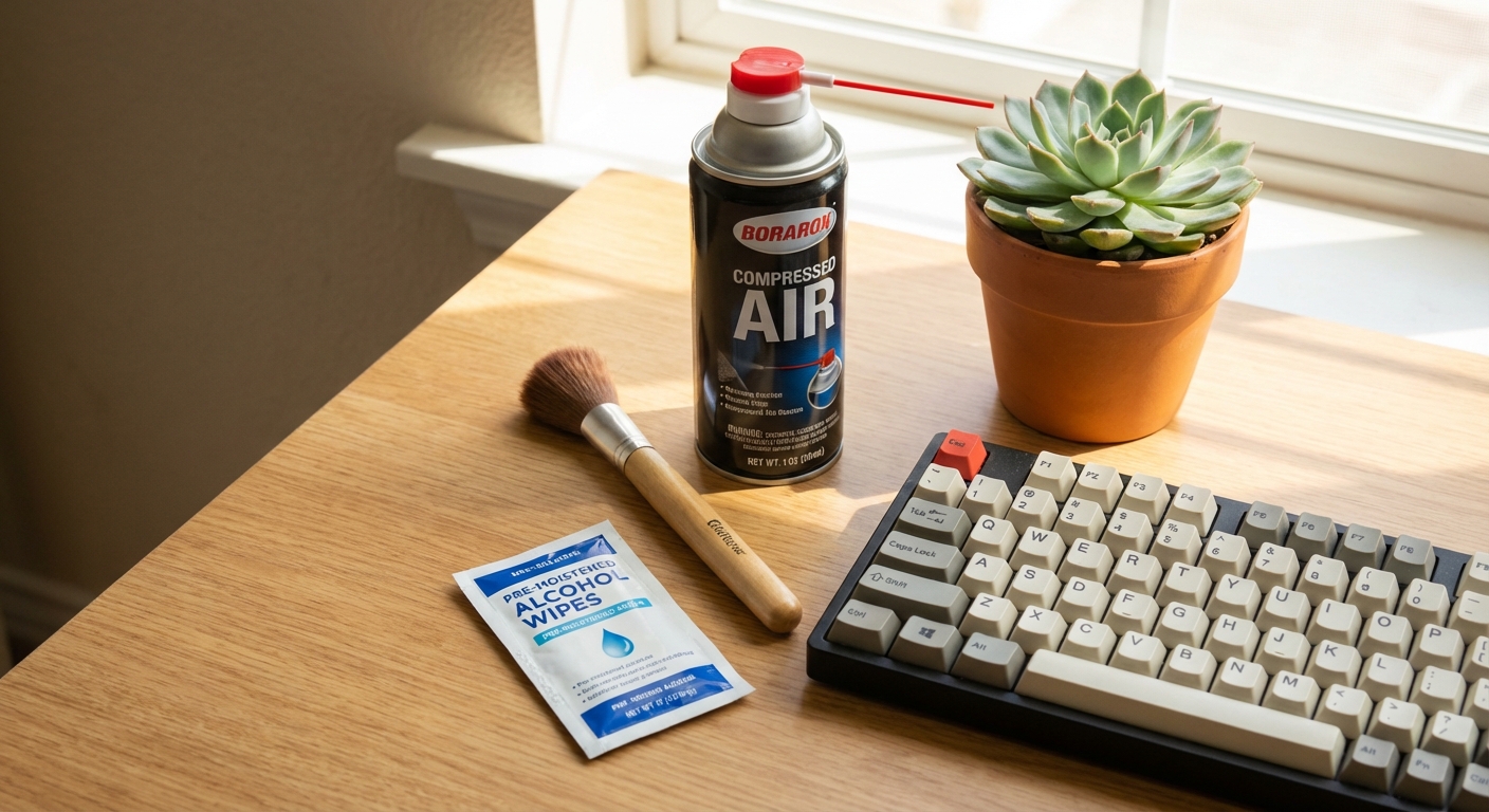 키보드 청소 도구 세트 - 에어 스프레이, 브러시, 알코올 티슈