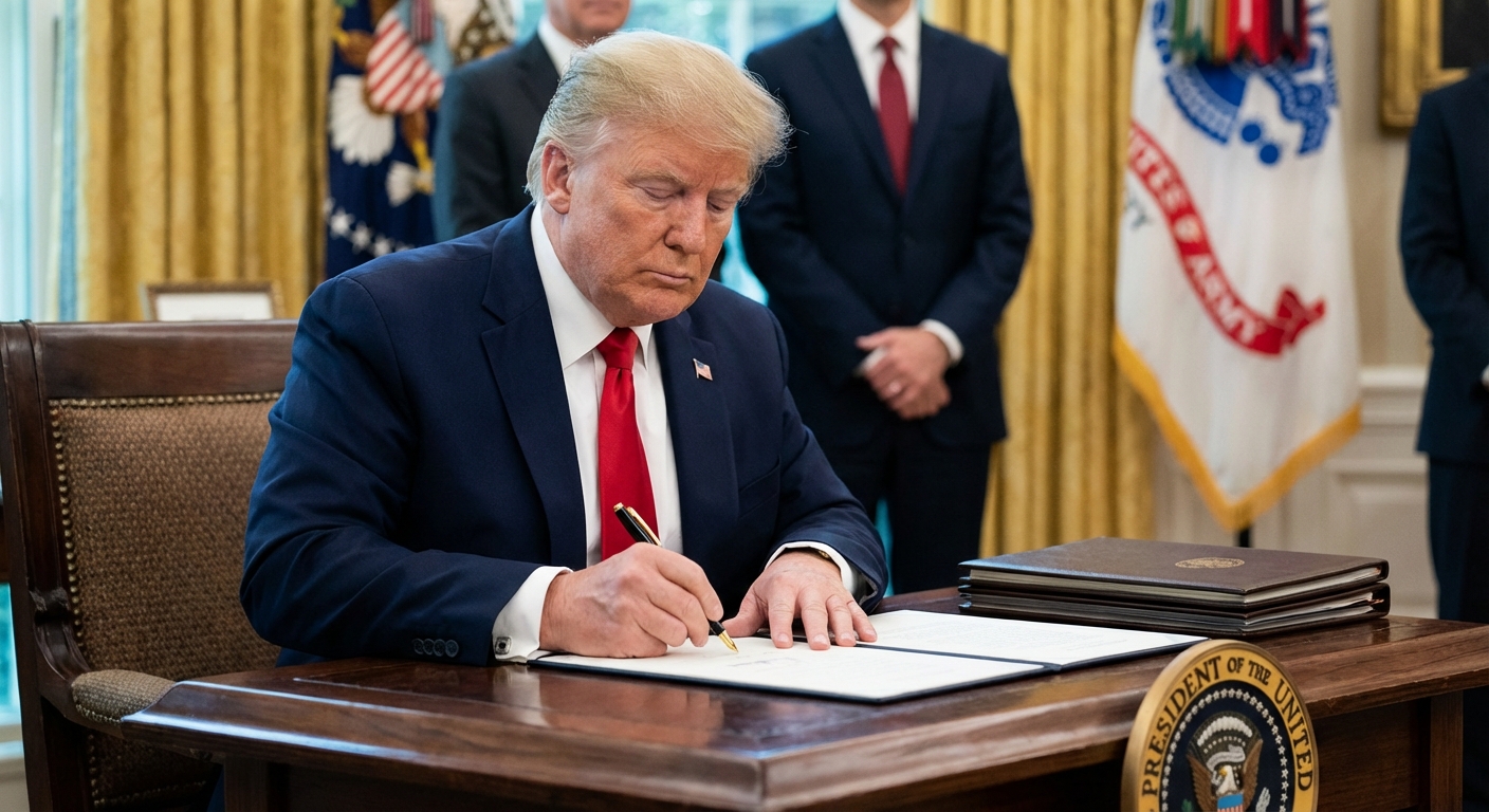 트럼프 대통령의 행정명령 서명 장면