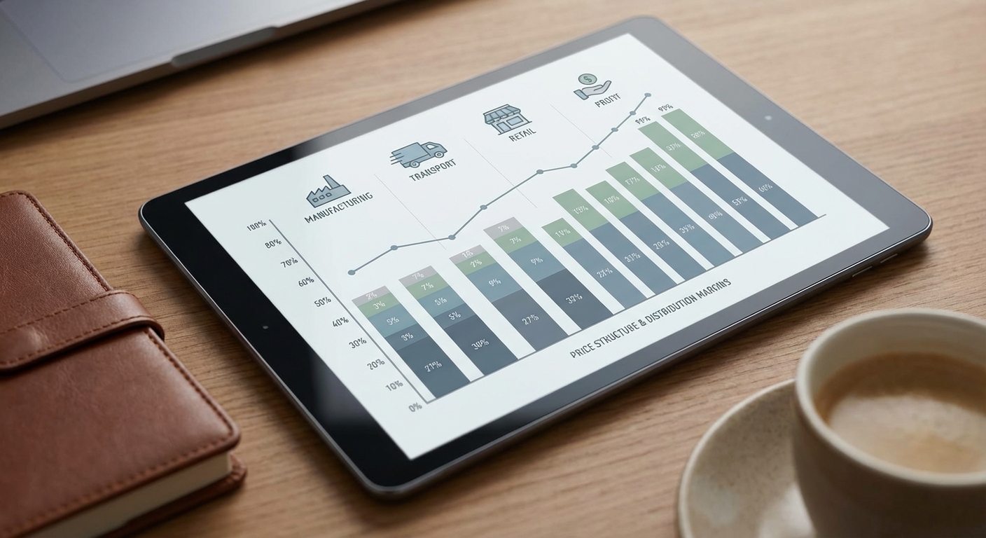 생리대 가격 구조 및 유통 마진 비교 그래프