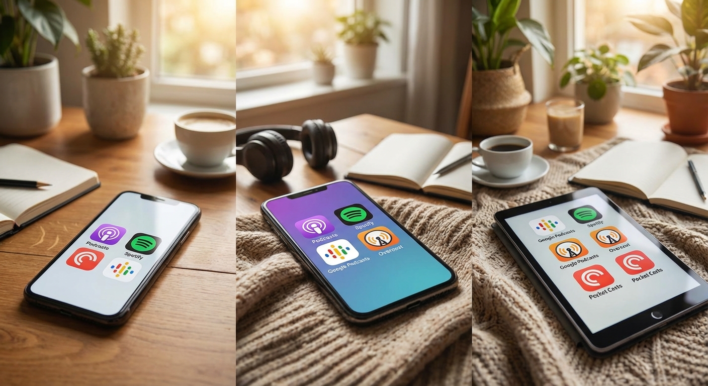 다양한 영어 팟캐스트 앱 로고